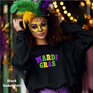 Mardi Gras Sweatshirt Faux Yarn (Black/Large) SEE DESCRIPTION